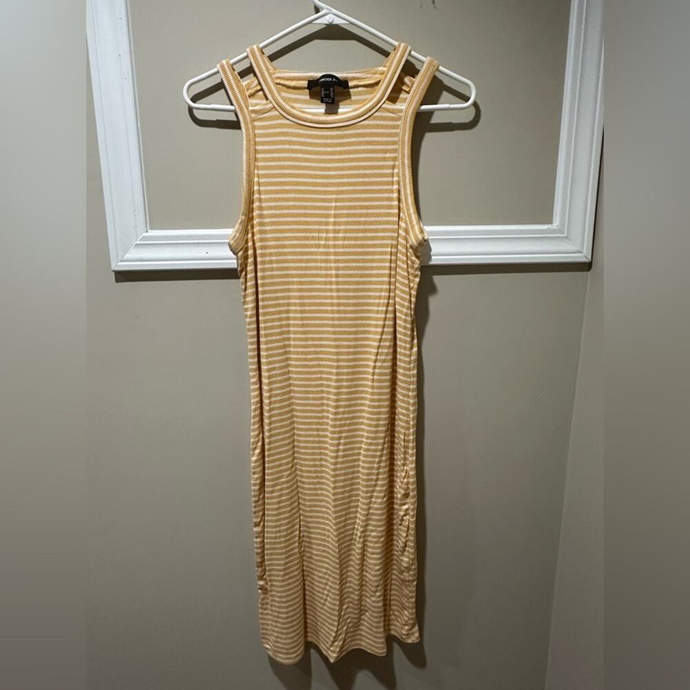 Forever 21 Cream Gold Sleeveless Sheath Midi Dress‎